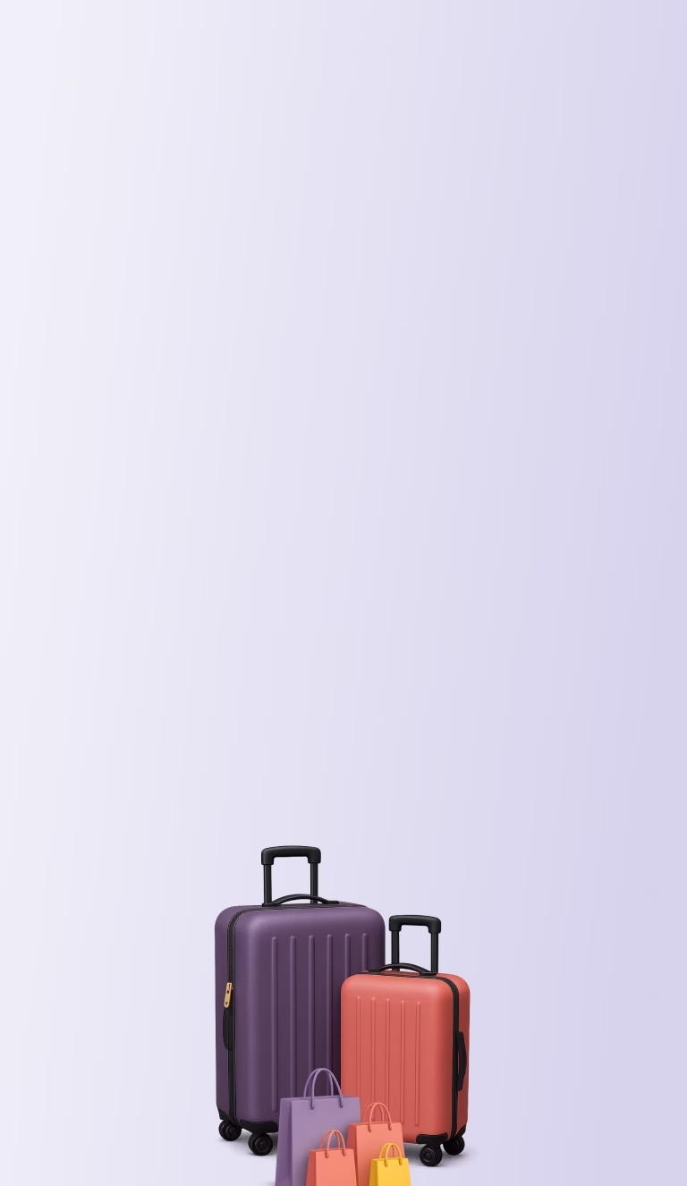 Dos maletas con varias bolsas de compras - ilustración de un préstamo personal sin garantía.